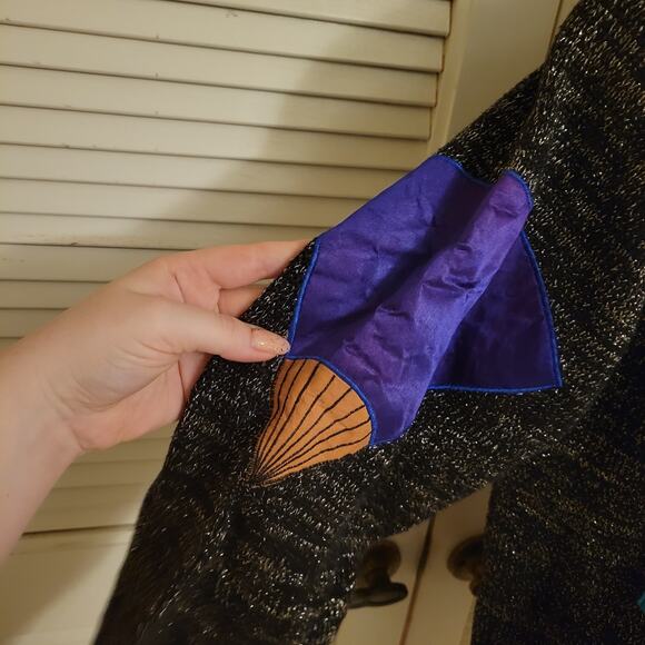 Vintage Bonnie Boerer Sweater Women's L Grey Longline Graphic Knit Pullover 80s - Picture 4 of 11